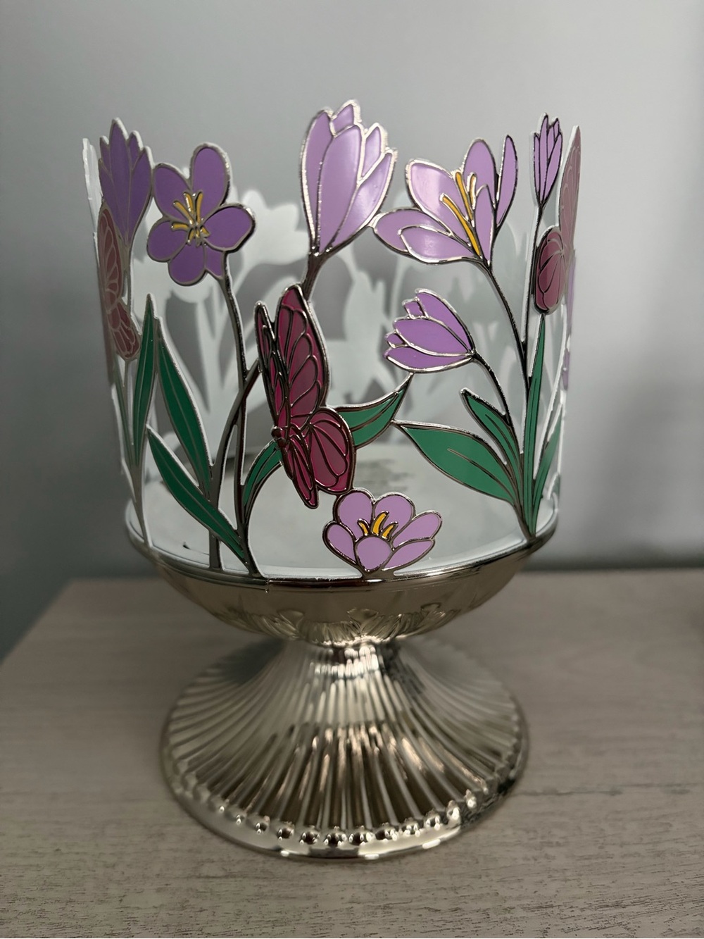Bath & Body Works Purple Floral Candle Holder